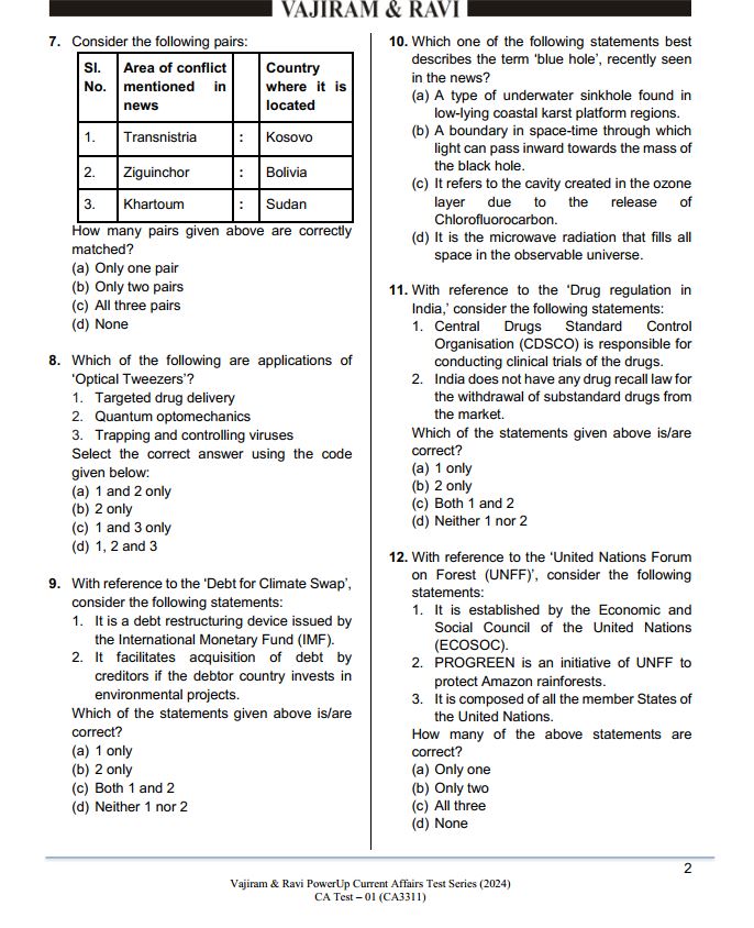 VAJIRAM AND RAVI POWER UP CURRENT AFFAIRS TEST 1 TO 5 ENGLISH MEDIUM 2024